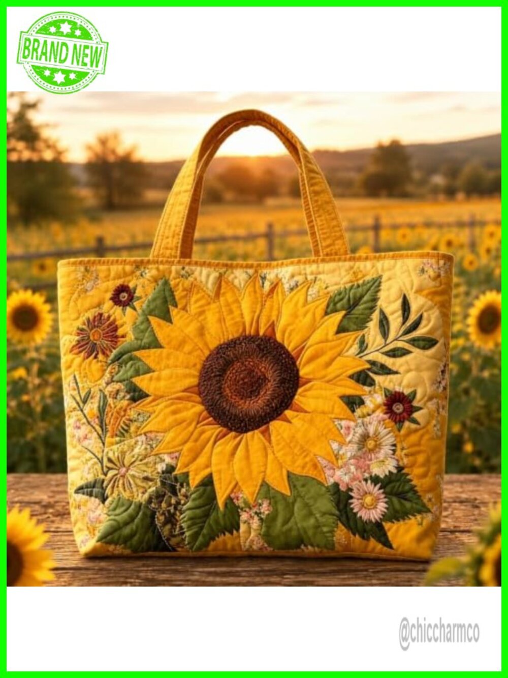 Quilted Tote Bag Vintage Boho Floral Shoulder Bag Large Capacity Cotton
